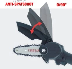 Zenway - Mini Tronçonneuse - Scie à élaguer - Tronçonneuse - Tronçonneuse électrique Avec 2 Piles - Étui Inclus - 1 Pile Extra - Zwart -Outils de jardinage professionnels 1200x1152 1