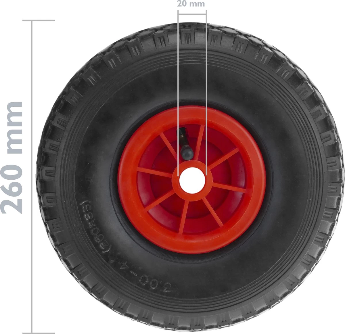 PrimeMatik - Roue De Brouette 70 Kg 10x3" 260x85 Mm. Courroie De Rechange Pour Plate-forme De Transport Et Chariots 4 PrimeMatik - Roue De Brouette 70 Kg 10x3" 260x85 Mm. Courroie De Rechange Pour Plate-forme De Transport Et Chariots – Image 2