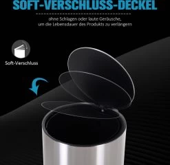 HOMCOM Prullenbak Poubelle Poubelle à Pédale Poubelle Intérieure 12 L Fermeture Amortie Inox PP Soft -Outils de jardinage professionnels 1200x1166 5