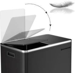 SONGMICS Poubelle Avec 2 Compartiments, 2 X 30 L, Poubelle, Poubelle à Pédale En Métal, Poubelle Intérieure En Plastique, Fermeture Amortie, Hermétique, Noir -Outils de jardinage professionnels 1200x1169 5