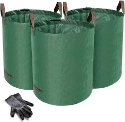 Sac De Jardin, Sac à Déchets De Jardin En Polypropylène (PP) Imperméable Robuste, Sacs à Feuilles Autoportants Et Pliables Incl. Cadeau: 1 Paire De Gants De Jardinage