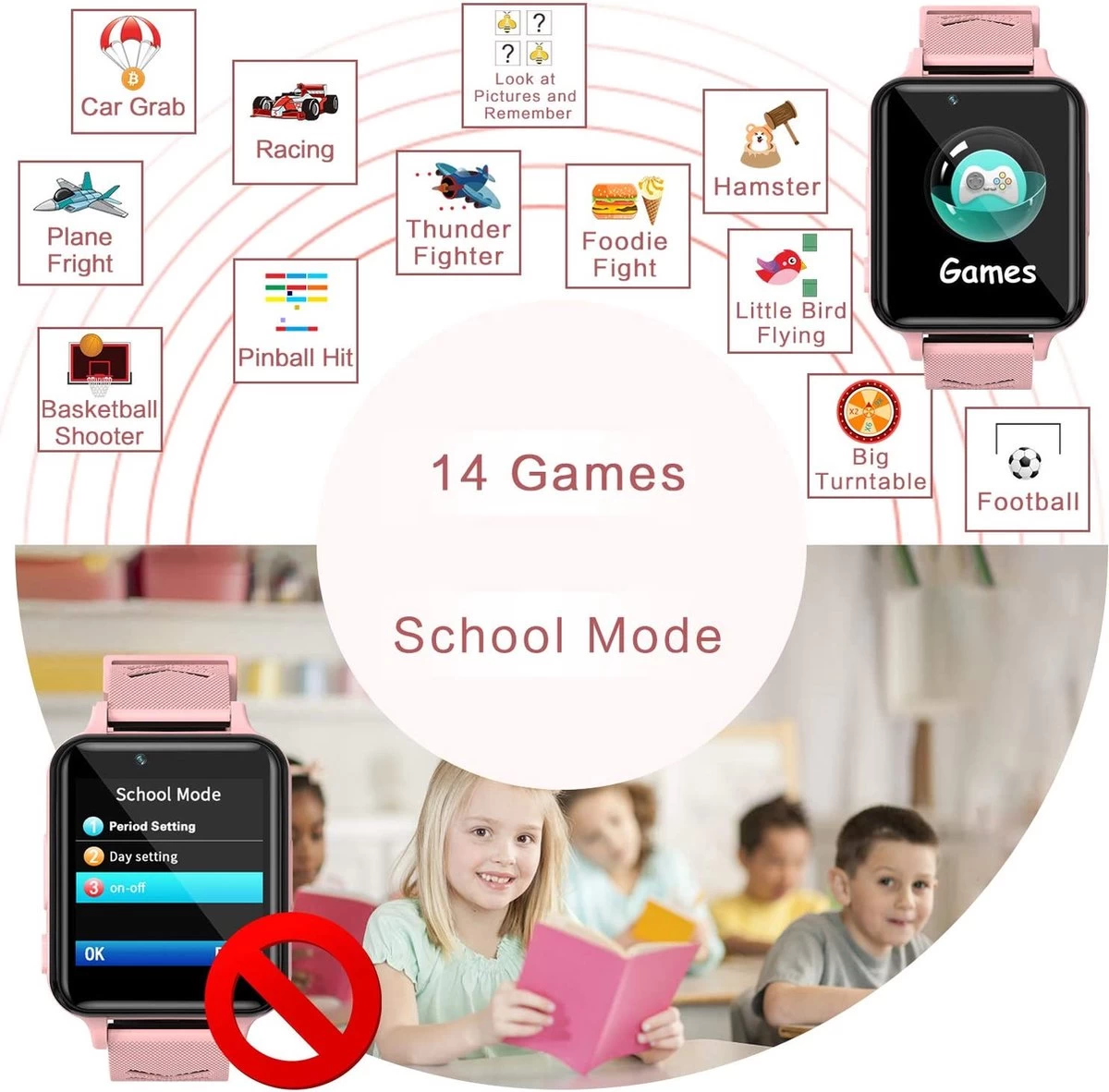 Cadeau FÊTE DES PÈRES - Cadeaux Papa - Montre GPS Enfant ROSE - Avec Appareil Photo Et Téléphone - Tracker Gps Enfants Chat Et Vélo - IP68 Étanche 2G Enfants Smart Watch Compatible Avec IOS Android, 5 Cadeau FÊTE DES PÈRES - Cadeaux Papa - Montre GPS Enfant ROSE - Avec Appareil Photo Et Téléphone - Tracker Gps Enfants Chat Et Vélo - IP68 Étanche 2G Enfants Smart Watch Compatible Avec IOS Android, – Image 3