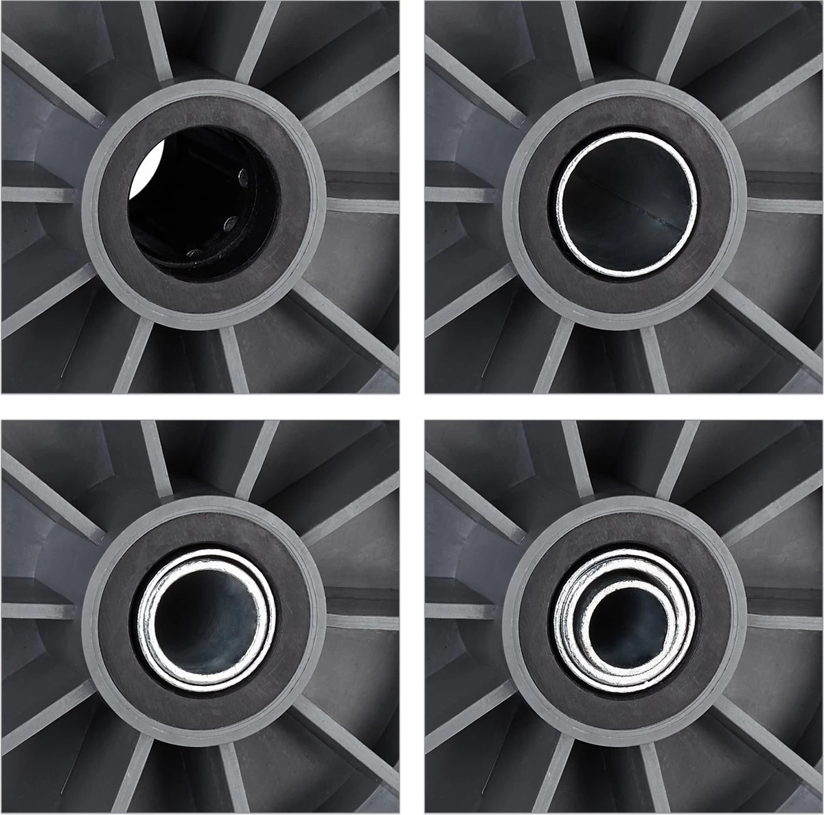 Roue De Brouette Relaxdays Anti Crevaison - 4.00-6 - Roue De Secours - PU - Complète - 3 Adaptateurs Zwart - Gris 10 Roue De Brouette Relaxdays Anti Crevaison - 4.00-6 - Roue De Secours - PU - Complète - 3 Adaptateurs Zwart - Gris – Image 8