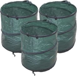 Nature 3x Sacs à Déchets Verts Pliables 90 Litres - Sacs De Jardinage à Déchets De Jardin - Nettoyer / Ranger Le Jardin
