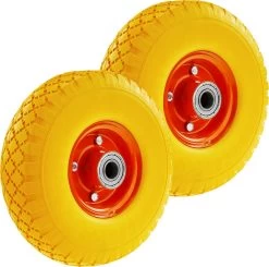 PrimeMatik - Roue De Brouette Massief Jaune 2-pack 100 Kg 10x3" 254x76 Mm. Courroie De Rechange Pour Plate-forme De Transport Et Chariots