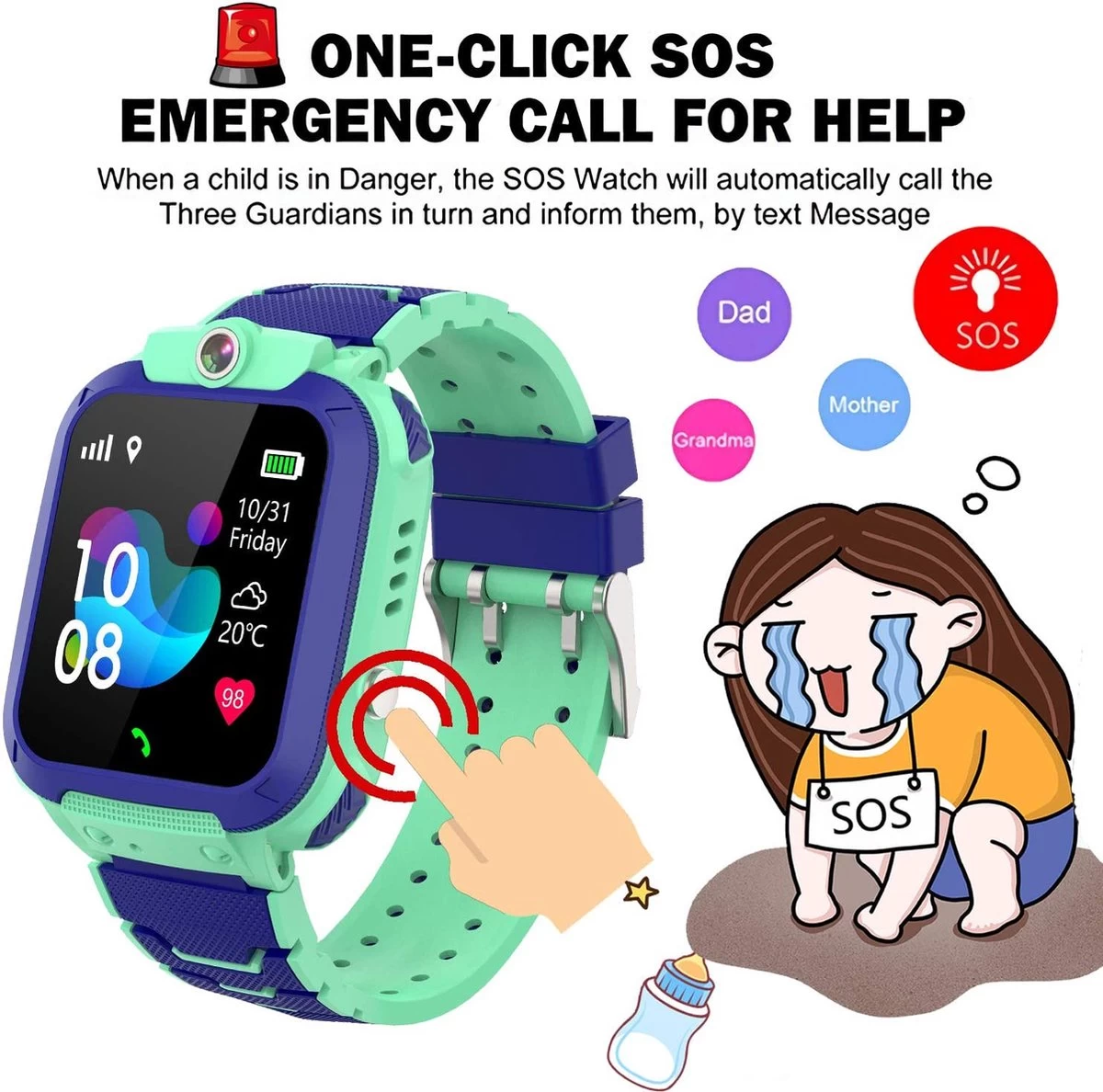 Cadeau FÊTE DES PÈRES - Cadeaux Papa - Montre GPS Enfant - Avec Appareil Photo Et Téléphone - Tracker Gps Enfants Chat Et Vélo - IP68 Étanche 2G Enfants Smart Watch Compatible Avec IOS Android, Avec 8 Cadeau FÊTE DES PÈRES - Cadeaux Papa - Montre GPS Enfant - Avec Appareil Photo Et Téléphone - Tracker Gps Enfants Chat Et Vélo - IP68 Étanche 2G Enfants Smart Watch Compatible Avec IOS Android, Avec – Image 6
