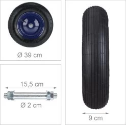 Roue De Brouette Relaxdays 4.80 4.00-8 - Pneu De Brouette Avec Essieu - Jante En Acier Bleu Pneumatique -Outils de jardinage professionnels 1200x1189 9