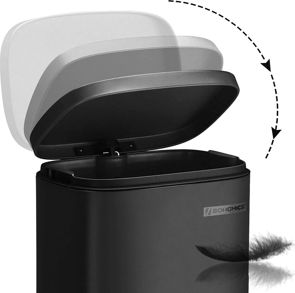 Prullenbak - Poubelle Poubelle Pour La Cuisine, Poubelle De 30 L Avec Pédale, Poubelle à Pédale Avec Bac Intérieur En Plastique, Couvercle à Charnière, Fermeture Amortie, Anti-odeurs Et Hygiénique, Noir 5 Prullenbak - Poubelle Poubelle Pour La Cuisine, Poubelle De 30 L Avec Pédale, Poubelle à Pédale Avec Bac Intérieur En Plastique, Couvercle à Charnière, Fermeture Amortie, Anti-odeurs Et Hygiénique, Noir – Image 3