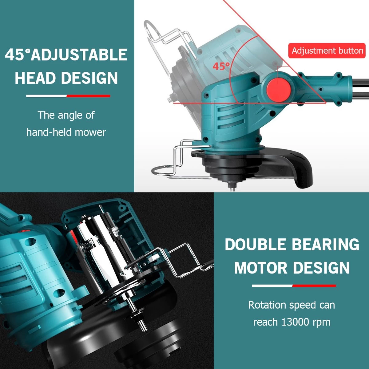 Coupe-herbe Coupe-herbe - Tondeuse à Gazon électrique Sans Fil Rechargeable - Tondeuse à Gazon Rotative - Tondeuse à Gazon - Poignée Réglable - Avec 2 Piles - Pour Tailler La Pelouse De Jardin - Blauw 4 Coupe-herbe Coupe-herbe - Tondeuse à Gazon électrique Sans Fil Rechargeable - Tondeuse à Gazon Rotative - Tondeuse à Gazon - Poignée Réglable - Avec 2 Piles - Pour Tailler La Pelouse De Jardin - Blauw – Image 2