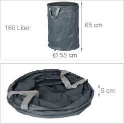 Lot De 3 Sacs Poubelles De Jardin Relaxdays - Sac à Feuilles Pop-up - 160 L - Sac De Jardin - 3 Anses - Gris -Outils de jardinage professionnels 1200x1198 18