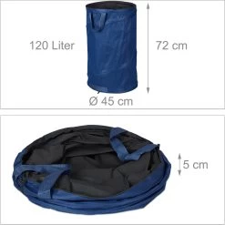 Relaxdays Pop Up Sac à Déchets De Jardin - Lot De 2 - Sac De Jardin 120 L - Bleu - Sac à Mauvaises Herbes - Sac à Feuilles -Outils de jardinage professionnels 1200x1198 19