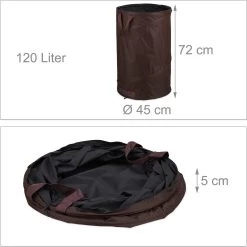 Relaxdays Pop Up Sac à Déchets De Jardin - Lot De 2 - Sac De Jardin 120 L - Marron - Sacs à Mauvaises Herbes Robustes -Outils de jardinage professionnels 1200x1198 27