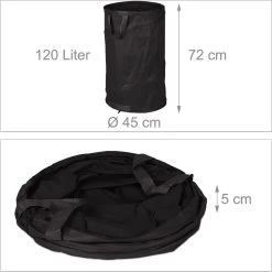 Relaxdays Pop Up Sac à Déchets De Jardin - Lot De 2 - Sac De Jardin 120 L - Noir - Sac à Mauvaises Herbes - Sac à Feuilles -Outils de jardinage professionnels 1200x1198 28