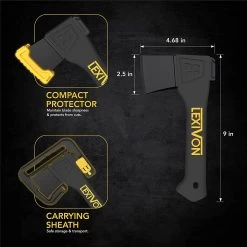 Hache Longueur 23 Cm, Petite Hache D'extérieur Pour Le Jardinage Et Le Bois De Chauffage, La Construction Et La Coupe, Hache De Camping De Survie Avec Manche Ergonomique, Style Léger En Fibre De Verre, Housse De Protection Incluse (LX-V9) -Outils de jardinage professionnels 1200x1200 111