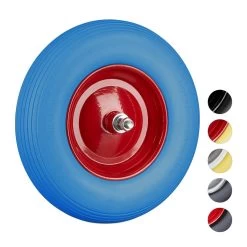 Relaxdays Brouette De Roue En Caoutchouc - Roue De Chariot Avec Des Essieux - Acier Pneu Anti-crevaison Liseré Rouge Blauw -Outils de jardinage professionnels 1200x1200 1148