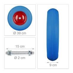 Relaxdays Brouette De Roue En Caoutchouc - Roue De Chariot Avec Des Essieux - Acier Pneu Anti-crevaison Liseré Rouge Blauw -Outils de jardinage professionnels 1200x1200 1151
