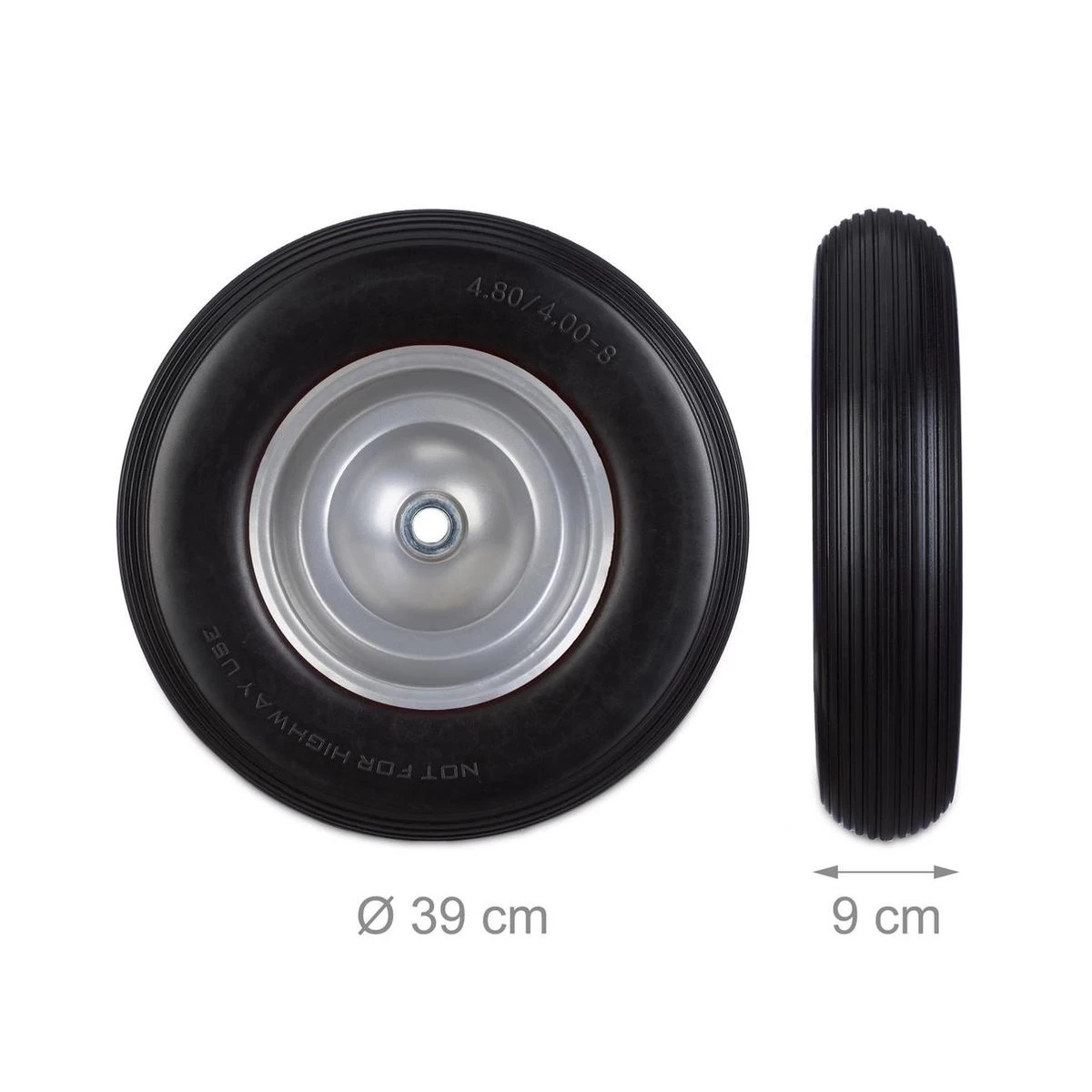 Roue De Brouette Relaxdays 4.80 4.00-8 - Roue De Secours - Pneu En Caoutchouc - Chariot De Roue De Diable Noir-gris 8 Roue De Brouette Relaxdays 4.80 4.00-8 - Roue De Secours - Pneu En Caoutchouc - Chariot De Roue De Diable Noir-gris – Image 6