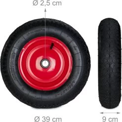 Roue De Brouette Relaxdays 4.80 4.00-8 - Roue De Secours Brouette - Pneu Pneumatique - Avec Adaptateurs Noir-rouge -Outils de jardinage professionnels 1200x1200 1174