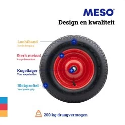 MESO Roue De Brouette Pneumatique - 4.80/4.00-8 - Pneu En Caoutchouc - Roue Avec Axe 130mm - Pneu De Brouette 4.80/400 Pour Brouette -Outils de jardinage professionnels 1200x1200 1196