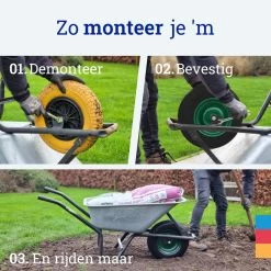 MESO Roue De Brouette Anti Fuite - 4.80/4.00-8 - Pneu Massief PU Avec Jante Métallique - Roue Anti-Fuite Avec Axe 130mm - Pneu De Brouette 4.80/400 Pour Brouette -Outils de jardinage professionnels 1200x1200 1293
