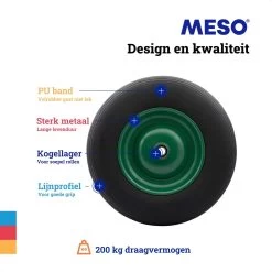 MESO Roue De Brouette Anti Fuite - 4.80/4.00-8 - Pneu Massief PU Avec Jante Métallique - Roue Anti-Fuite Avec Axe 130mm - Pneu De Brouette 4.80/400 Pour Brouette -Outils de jardinage professionnels 1200x1200 1297