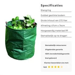 Cheqo® XL Sac à Déchets De Jardin - Sac à Déchets De Jardin - Seau à Déchets De Jardin - Sac à Mauvaises Herbes - Jardinage - Sac à Déchets Verts - 272 Litres -Outils de jardinage professionnels 1200x1200 1364