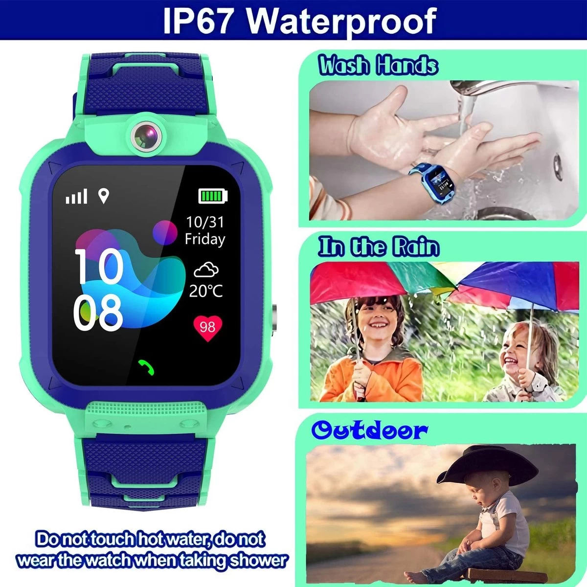 Cadeau FÊTE DES PÈRES - Cadeaux Papa - Montre GPS Enfant - Avec Appareil Photo Et Téléphone - Tracker Gps Enfants Chat Et Vélo - IP68 Étanche 2G Enfants Smart Watch Compatible Avec IOS Android, Avec 5 Cadeau FÊTE DES PÈRES - Cadeaux Papa - Montre GPS Enfant - Avec Appareil Photo Et Téléphone - Tracker Gps Enfants Chat Et Vélo - IP68 Étanche 2G Enfants Smart Watch Compatible Avec IOS Android, Avec – Image 3