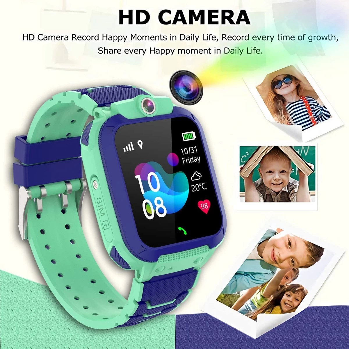 Cadeau FÊTE DES PÈRES - Cadeaux Papa - Montre GPS Enfant - Avec Appareil Photo Et Téléphone - Tracker Gps Enfants Chat Et Vélo - IP68 Étanche 2G Enfants Smart Watch Compatible Avec IOS Android, Avec 6 Cadeau FÊTE DES PÈRES - Cadeaux Papa - Montre GPS Enfant - Avec Appareil Photo Et Téléphone - Tracker Gps Enfants Chat Et Vélo - IP68 Étanche 2G Enfants Smart Watch Compatible Avec IOS Android, Avec – Image 4