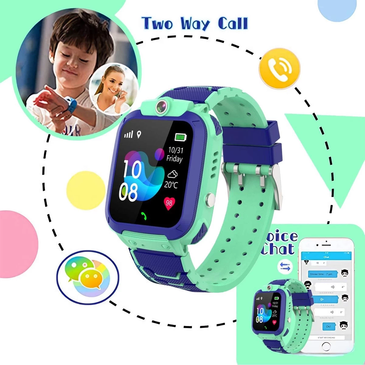 Cadeau FÊTE DES PÈRES - Cadeaux Papa - Montre GPS Enfant - Avec Appareil Photo Et Téléphone - Tracker Gps Enfants Chat Et Vélo - IP68 Étanche 2G Enfants Smart Watch Compatible Avec IOS Android, Avec 7 Cadeau FÊTE DES PÈRES - Cadeaux Papa - Montre GPS Enfant - Avec Appareil Photo Et Téléphone - Tracker Gps Enfants Chat Et Vélo - IP68 Étanche 2G Enfants Smart Watch Compatible Avec IOS Android, Avec – Image 5
