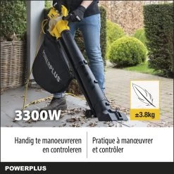 Souffleur à Feuilles Powerplus POWXG4038 - 3300W - Soufflage / Aspiration / Déchiquetage - Avec Sac De Collecte De 45L -Outils de jardinage professionnels 1200x1200 1568