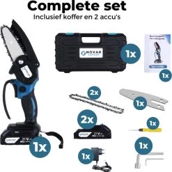 Mini Tronçonneuse Novar - Avec Batterie - Scie à Branches - Scie à élaguer - Électrique - Protection Des Mains - 21V -Outils de jardinage professionnels 1200x1200 174