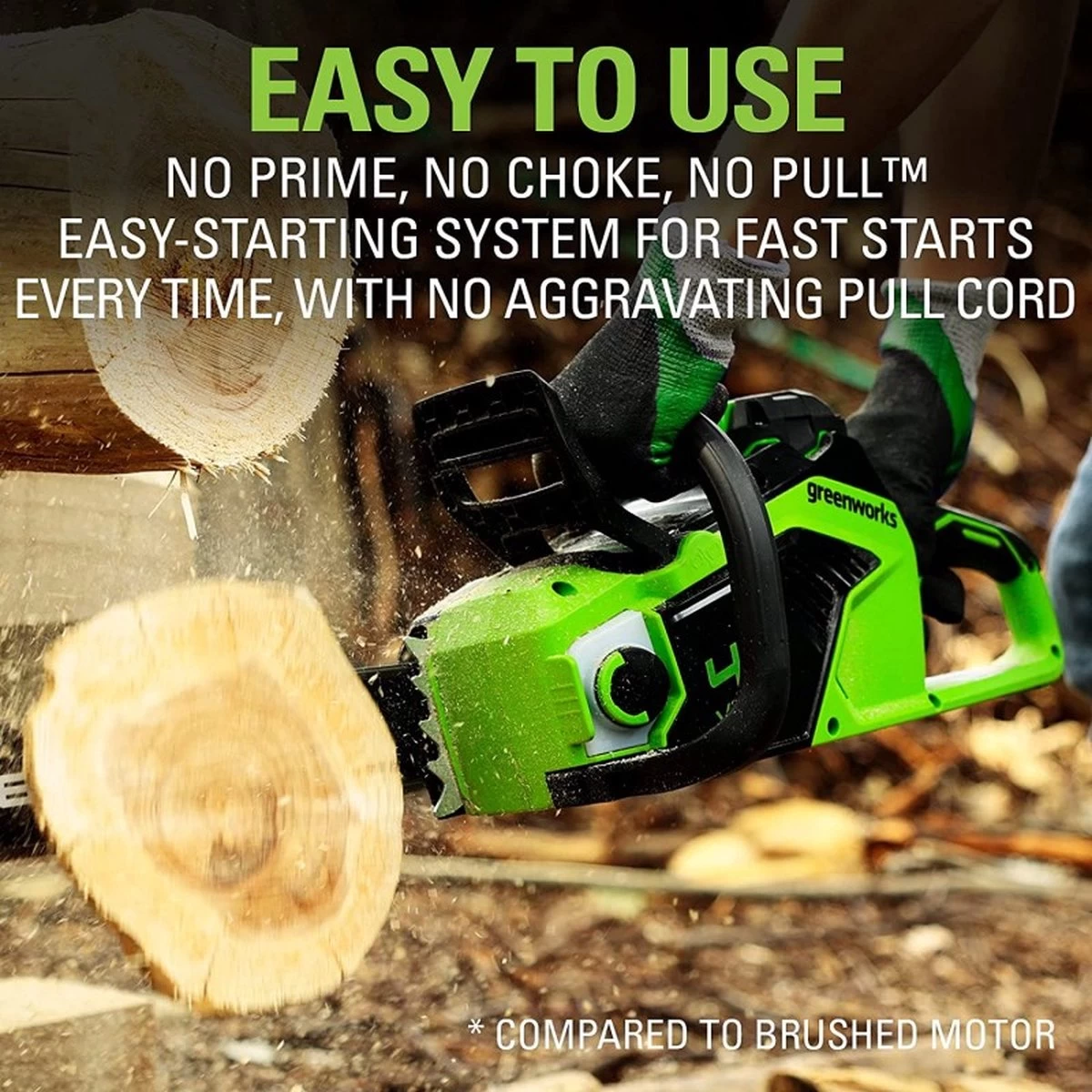 TRONÇONNEUSE À BATTERIE GREENWORKS 40 VOLTS AVEC BATTERIE 2X2.0Ah ET CHARGEUR 5 TRONÇONNEUSE À BATTERIE GREENWORKS 40 VOLTS AVEC BATTERIE 2X2.0Ah ET CHARGEUR – Image 3