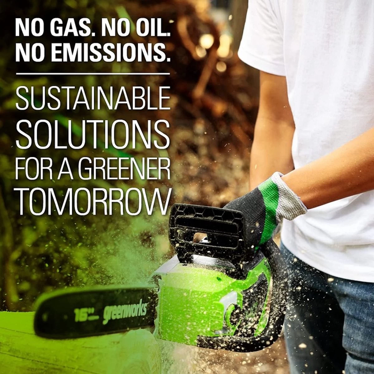 TRONÇONNEUSE À BATTERIE GREENWORKS 40 VOLTS AVEC BATTERIE 2X2.0Ah ET CHARGEUR 7 TRONÇONNEUSE À BATTERIE GREENWORKS 40 VOLTS AVEC BATTERIE 2X2.0Ah ET CHARGEUR – Image 5