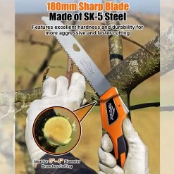 Scie à Scies D'élagage - Scies à Branches - Scie à Main - Longueur De Coupe 180 Mm - Télescopique - Pour élagage De Jardin Ou D'arbre, Camping, Travail Du Bois, Tondeuse Robuste Et Durable - Noir Orange -Outils de jardinage professionnels 1200x1200 68