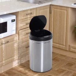 HOMCOM Poubelle Automatique En Acier Inoxydable Poubelle Capteur IR Seau Intérieur Rond 30L 03-0026 -Outils de jardinage professionnels 1200x1200 738