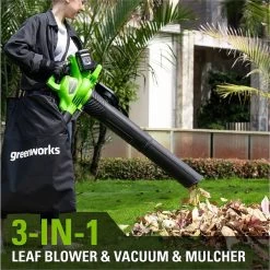 Greenworks SOUFFLEUR ET ASPIRATEUR À BATTERIE 48 VOLTS (2X24 VOLT) AVEC 2 BATTERIES ET CHARGEUR GD24X2BVK4X -Outils de jardinage professionnels 1200x1200 813