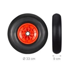 Roue De Brouette Relaxdays Anti Crevaison - 4.00-6 - Roue De Secours - PU - Complète - 3 Adaptateurs Noir-rouge -Outils de jardinage professionnels 1200x1200 855