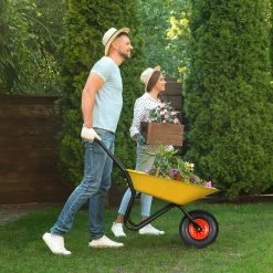 Relaxdays 2x Roue De Brouette 4.00-6 - Tout Caoutchouc - Roue De Secours Anti-crevaison PU - Adaptateurs Bleu -Outils de jardinage professionnels 1200x1200 865