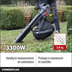 Souffleur à Feuilles Powerplus POWEG9013 - 3300W - Soufflage / Aspiration / Déchiquetage - Avec Sac De Collecte De 40L -Outils de jardinage professionnels 1200x1200 943