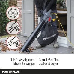 Souffleur à Feuilles Powerplus POWEG9013 - 3300W - Soufflage / Aspiration / Déchiquetage - Avec Sac De Collecte De 40L -Outils de jardinage professionnels 1200x1200 946