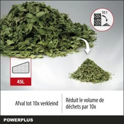 Souffleur à Feuilles Powerplus POWEG9013 - 3300W - Soufflage / Aspiration / Déchiquetage - Avec Sac De Collecte De 40L -Outils de jardinage professionnels 1200x1200 947