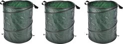 HI 3x Sac Poubelle Jardin Pop-up Vert 130 Litres - Sacs De Jardinage Poubelle Jardin Pliable - Nettoyage / Rangement Jardin - Entretien Jardin