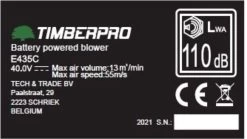 TIMBERPRO - Souffleur électrique 40V, Batterie 4A + Chargeur / Souffleur électrique 40V, Batterie 4A + Chargeur 19 TIMBERPRO - Souffleur électrique 40V, Batterie 4A + Chargeur / Souffleur électrique 40V, Batterie 4A + Chargeur -Outils de jardinage professionnels 1200x676 2