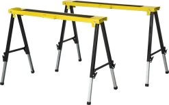 HOMCOM Sawhorse Lot De 2 Tréteaux Pliants Workhorse Acier Anti-dérapant Jaune B40-026