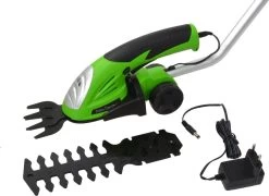 John Gardener Cisailles à Arbustes électriques / Cisailles à Gazon - Taille-haies - Batterie Au Lithium - AVEC 2 Lames, Chargeur Et Bâton - Largeur De Coupe 6 Cm - 7,2 V