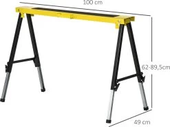 HOMCOM Sawhorse Lot De 2 Tréteaux Pliants Workhorse Acier Anti-dérapant Jaune B40-026 -Outils de jardinage professionnels 1200x894 2