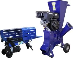 T-Mech Bundle: Fendeuse De Bûches 520 Mm / 7 Tonnes + Déchiqueteuse 15 CV 102 Mm Max - Déchiquetage De Bois - Fendage De Bois - Équipement De Sécurité GRATUIT - Déchiqueteuse De Bois