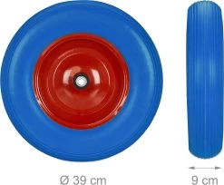 Relaxdays Roue De Brouette Anti Crevaison - 4.80 4.00-8 - 3 Adaptateurs - Jante Acier - Complet Blauw Rouge -Outils de jardinage professionnels 1200x992