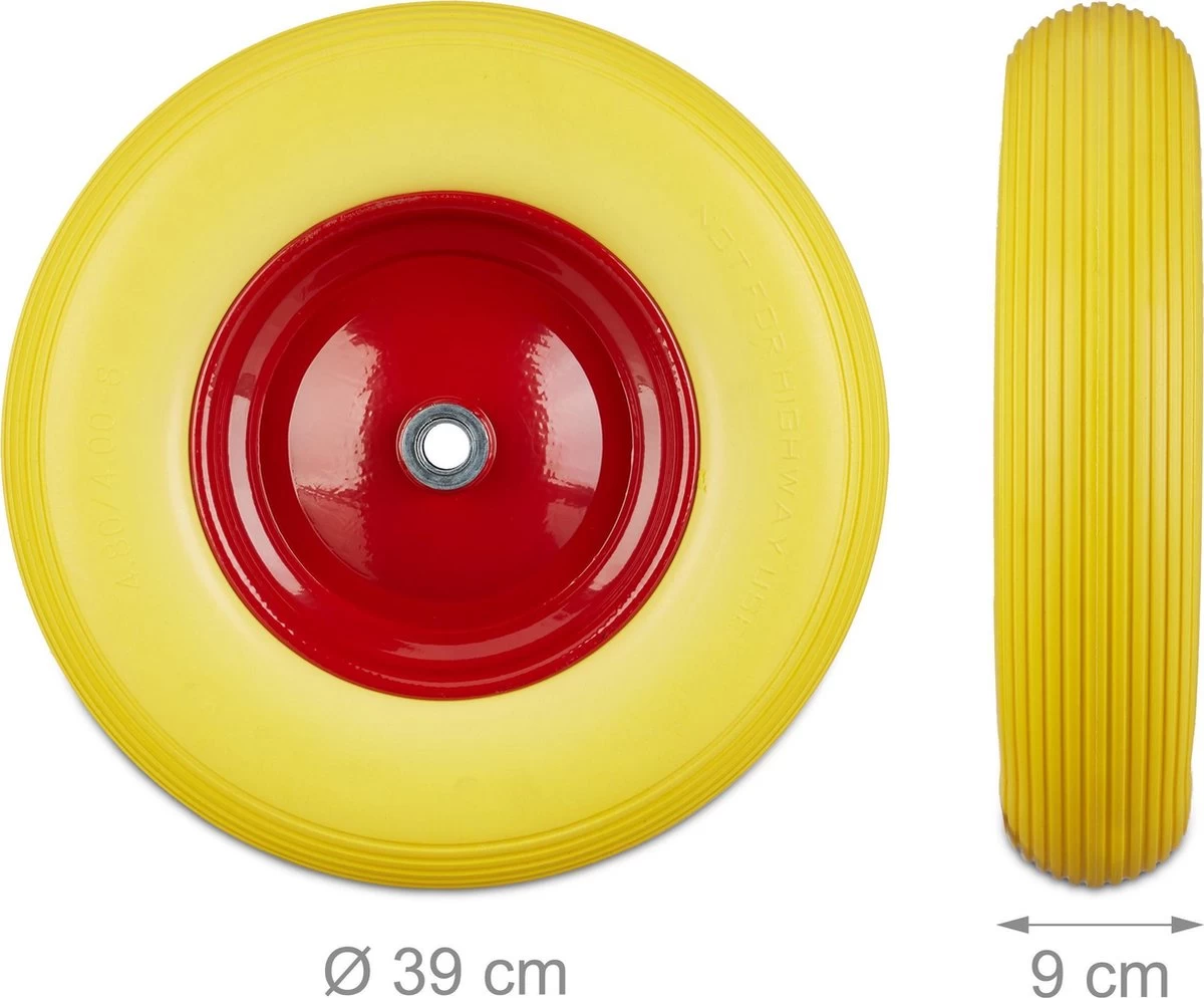 Roue De Brouette Relaxdays 4.80 4.00-8 - Roue De Secours - Pneu En Caoutchouc - Borne De Roue De Diable Jaune 8 Roue De Brouette Relaxdays 4.80 4.00-8 - Roue De Secours - Pneu En Caoutchouc - Borne De Roue De Diable Jaune – Image 6