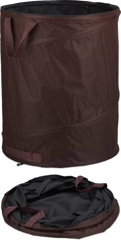 Relaxdays Pop Up Sac à Déchets De Jardin - Lot De 2 - Sac De Jardin 120 L - Marron - Sacs à Mauvaises Herbes Robustes -Outils de jardinage professionnels 609x1200